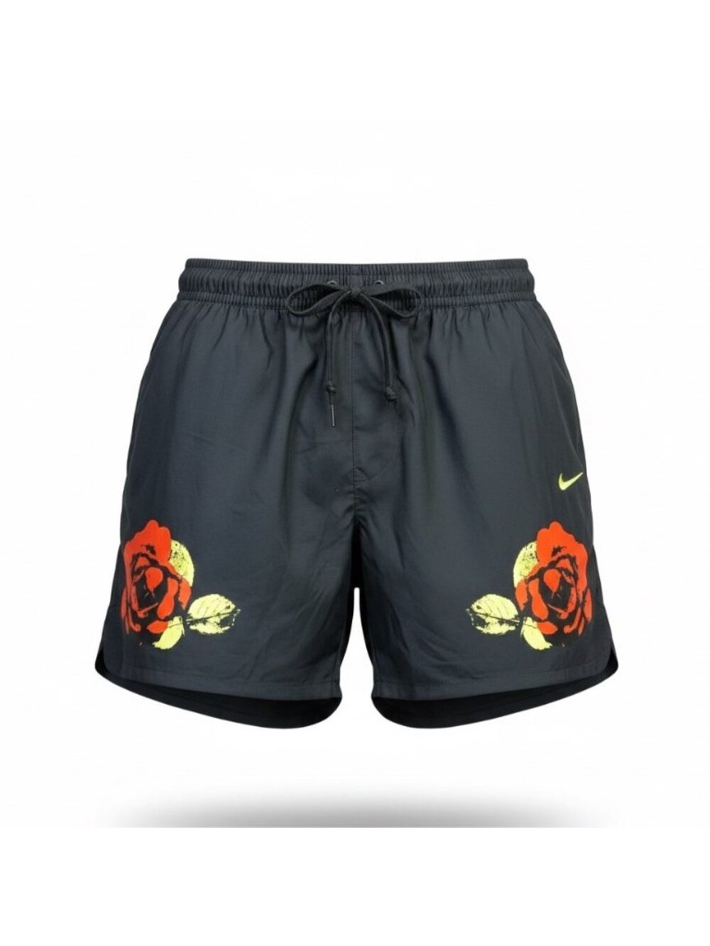 Nike Men’s Black Polyester Rose-Printed Swim Shorts Size XL
